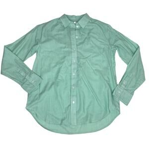 Everlane Button Down Cotton Green Pinstripe Long Sleeve Shirt 00